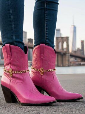 NEW Women Gold Chain Boot Bracelet Shoe Dollar Sign $ Money Charm Fashion PAIR